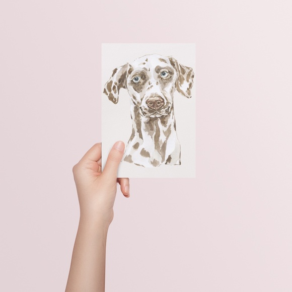 Watercolor Dalmatian Brown Dog Wall Art Illustration Print Poster Card Unframed - Picture 5 of 7